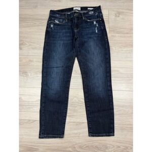 Frame Le Garcon Crop Jeans Dark Wash Distressed Slim Boyfriend Size 25 LGJC6540